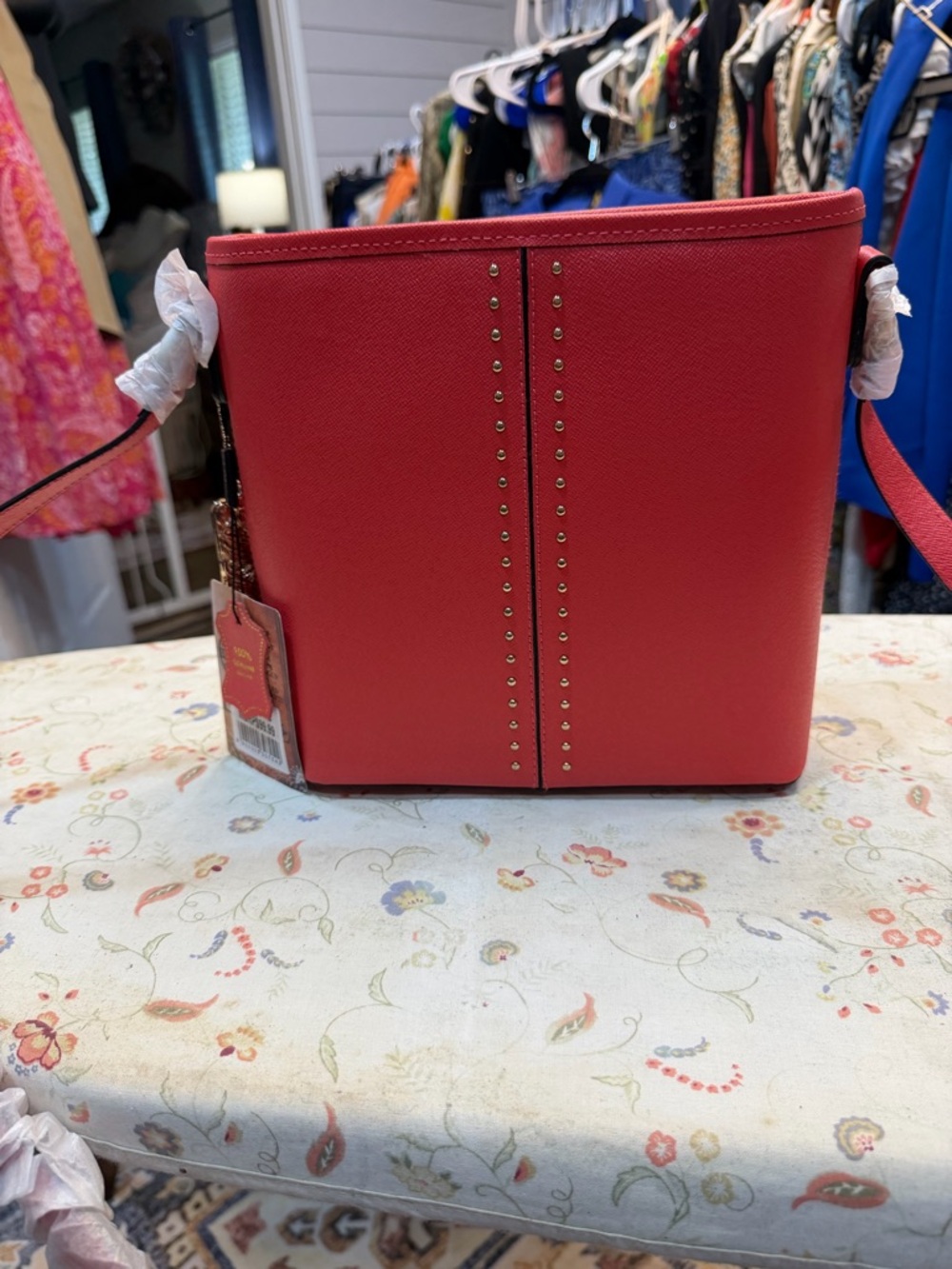 Montana West Red Structured Crossbody Bag w/Stud Detail concealed carry pocket